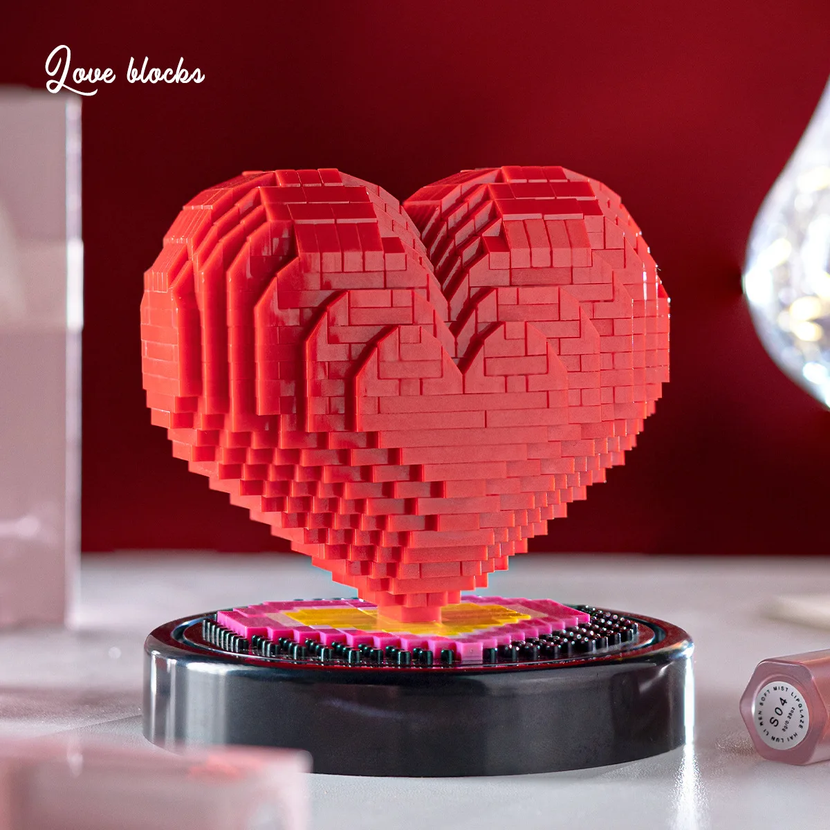 Heart-shaped Building Blocks Love Micro-particle Creative Model Confession Marriage Proposal Anniversary Valentine\'s Day Gift