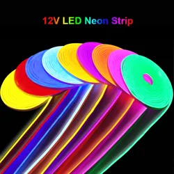 Tira de neón LED para decoración del hogar, tubo de cuerda Flexible resistente al agua, SMD 2835, 120LEDs/M, 12V, 1M, 2M, 3M, 4M, 5M