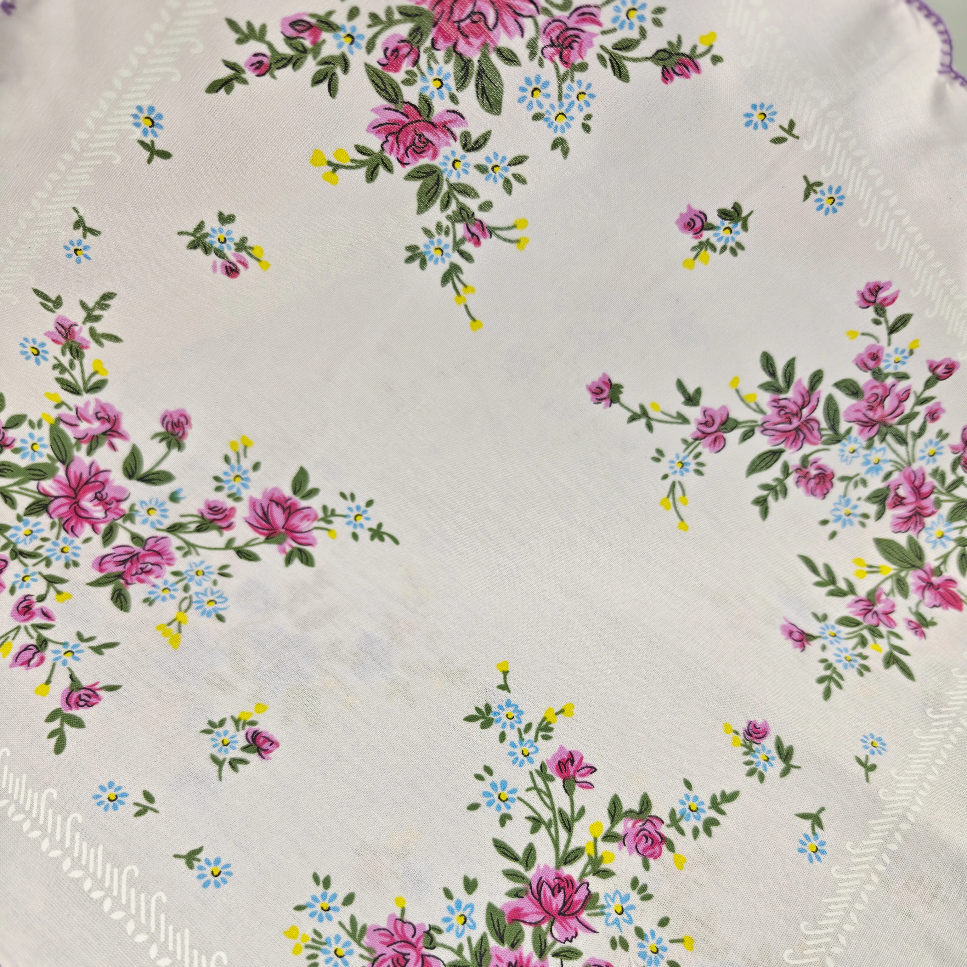 Thin Feel 11,6 Zoll/29,5 cm Baumwoll-Halbmond-Taschentuch für Damen, bedruckt, Retro, 12 Stück – Detail 6