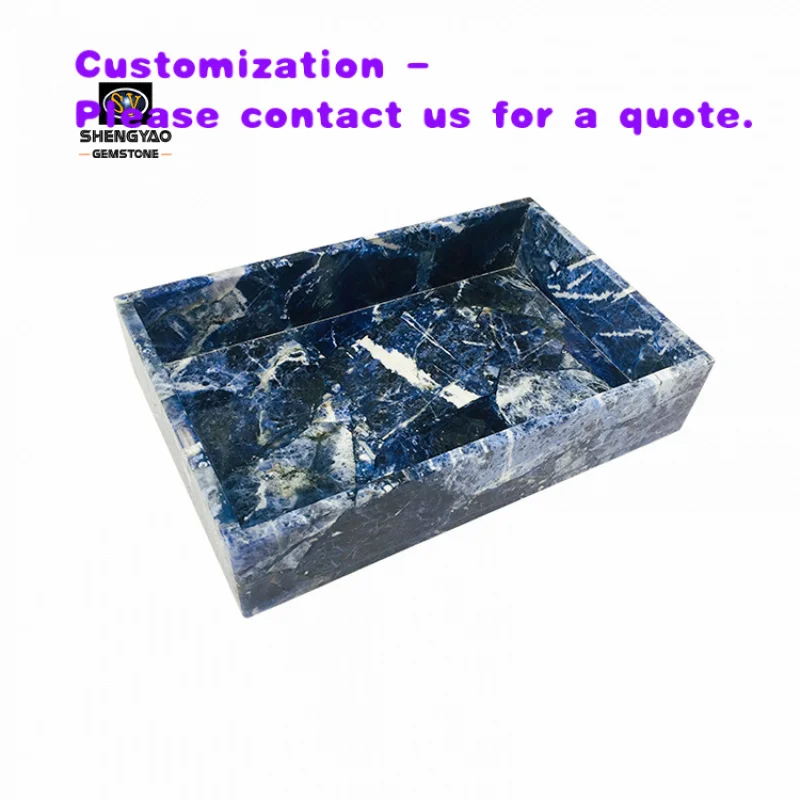 custom.New Gemstone Serving Platter Blue Sodalite SemiPrecious Tray