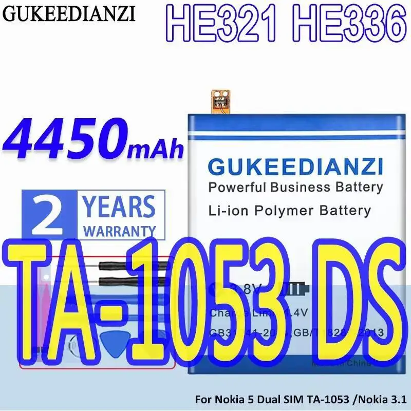 

Аккумулятор мобильного телефона для Nokia 5 Dual Sim TA-1053 DS 3.1 HE321 HE336 4450 мАч безопасный большой емкости