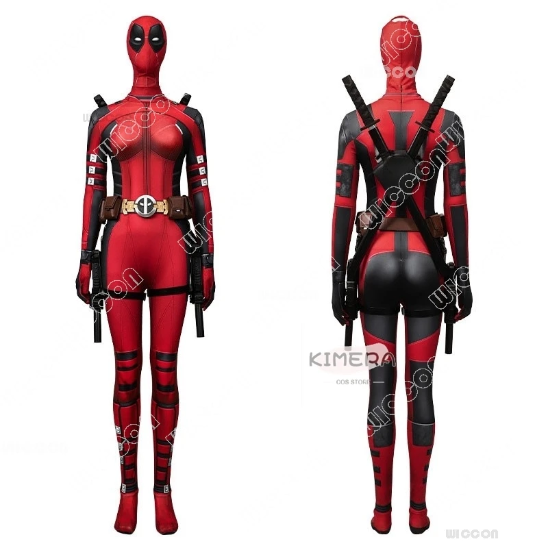 

Lady Dead Cosplay Jumpsuit Wade SuperHero Gender Swap Pool Halloween Party Deaddpool Mask Cosplay Costume Headgear Movie Female