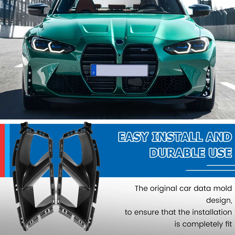 

Carbon Fiber Style Car Front Bumper Vent Grill Air Duct Grille Cover For BMW G80 M3 G82 G83 M4 2021-2024