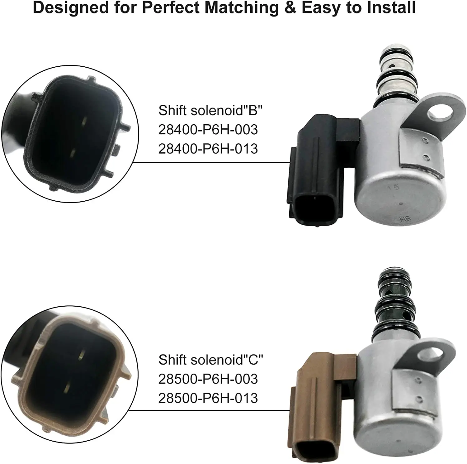 2Pcs Transmission Shift Control Solenoid Valve 28400-P6H-003 28500-P6H-013 28500-P6H-003 For Honda Pilot Odyssey Prelude Accord