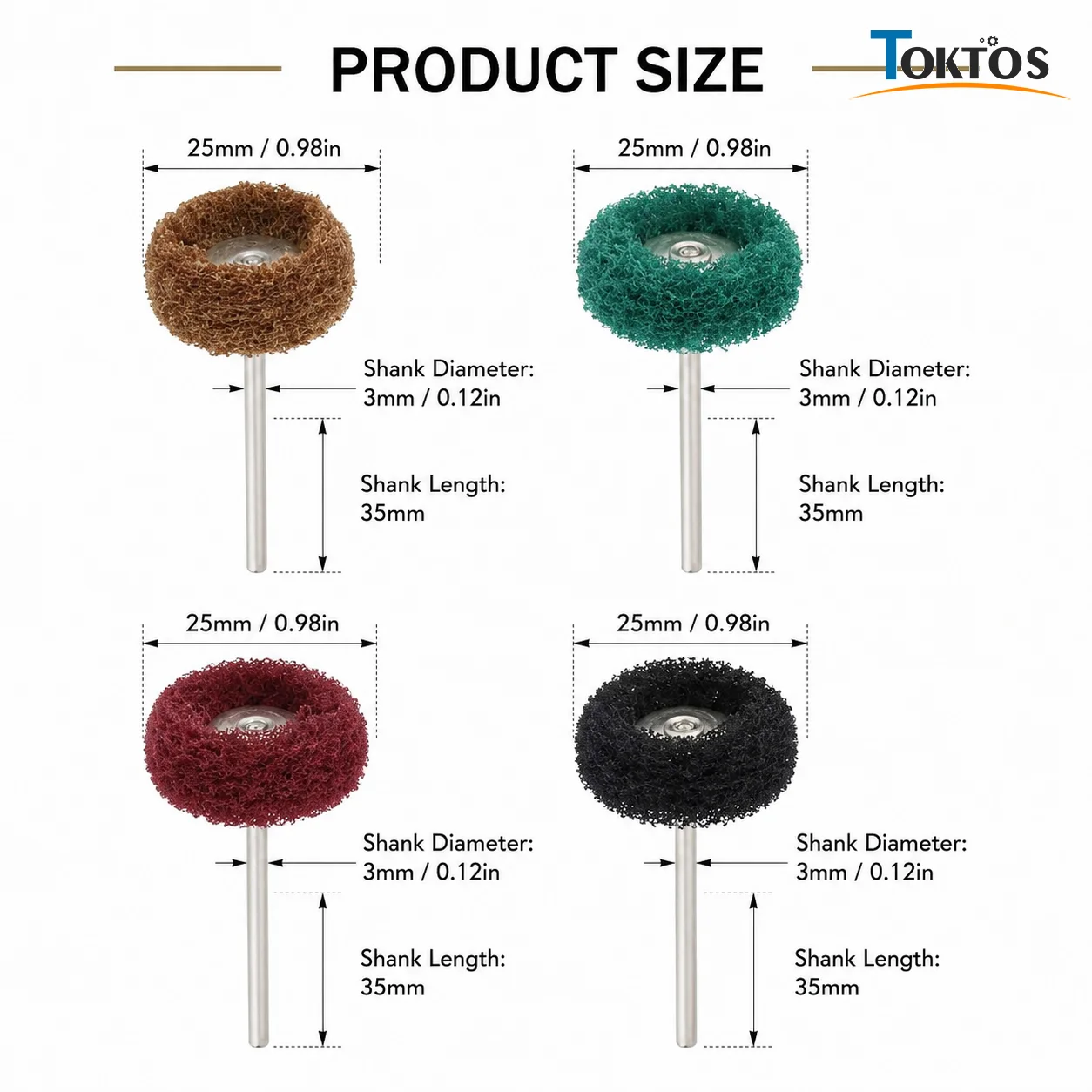 3mm Shank Fiber Abrasive Polishing Wheel 25mm Mounted Buffing Grinding Wheel for Jewelry Metal Wood Deburring Rust Removal Rotar