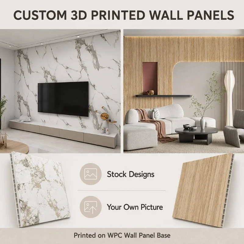 Anbest 3D Printed WPC Wall Panel Custom Picture Waterproof Moisture-Proof Fireproof for Wall and Ceiling Decoration