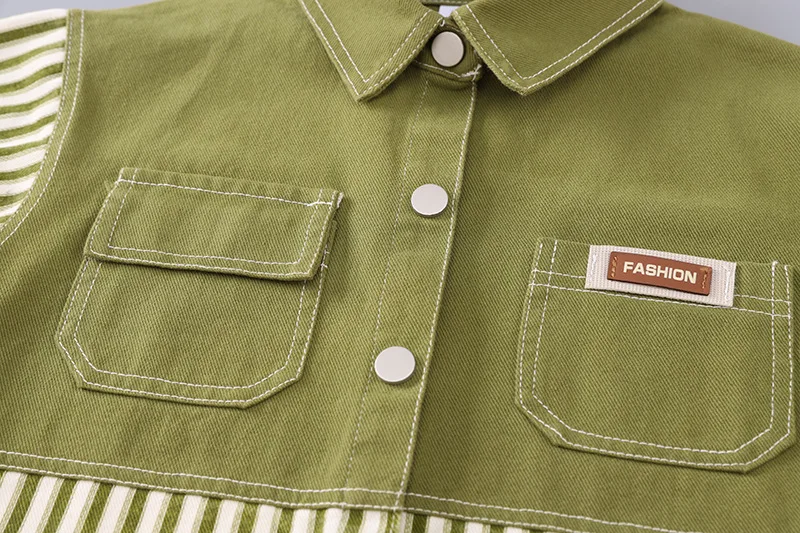 ملابس ربيع وخريف 2025 للأطفال الأولاد 12 18 شهرًا سترات دينم مخططة مرقعة + تي شيرت + سراويل للأولاد ملابس عيد الميلاد الأول #6