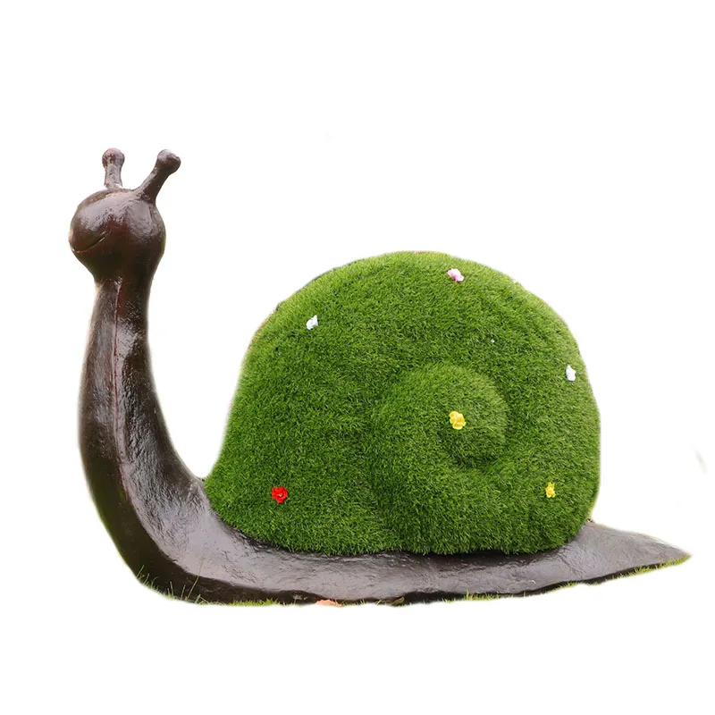 Big Size Garden Landscape Sculpture Sketch Simulation Animal Ornaments Turf Green Sculpture Snail Outdoor Decoration