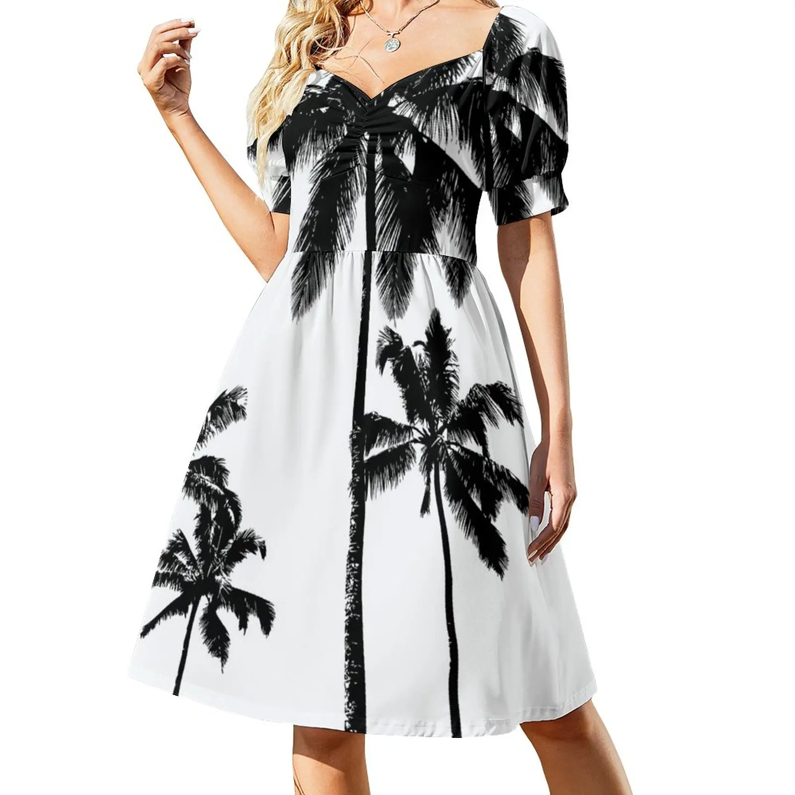 

Tropical palms in monochrome Sleeveless Dress prom clothes Women's summer long dress summer dress woman 2023 trendy