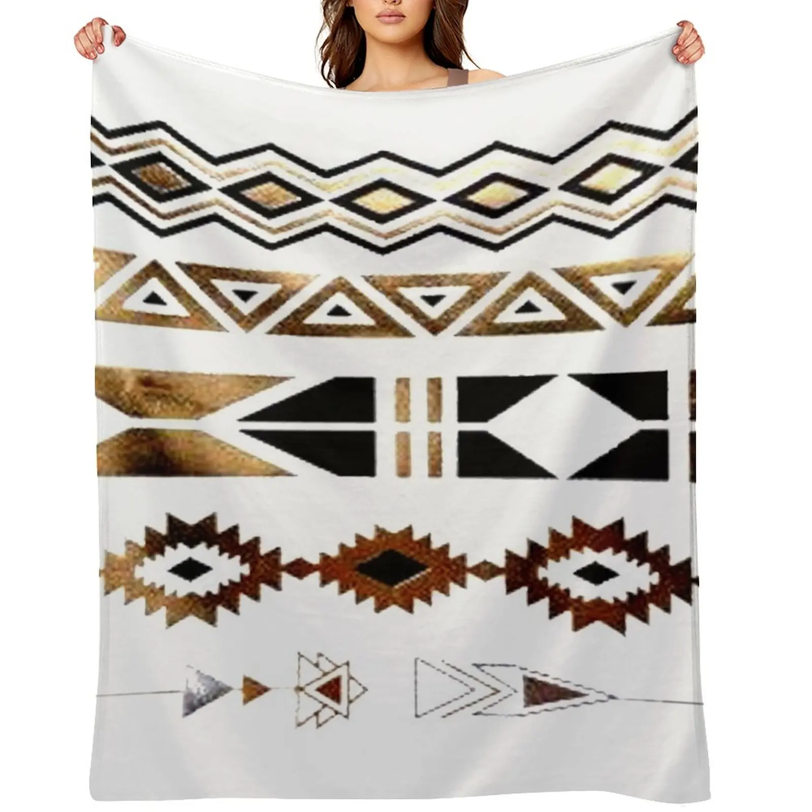 

Tribal Aztec Gold and Black Design Throw Blanket Thin sofa bed cosplay anime Multi-Purpose Blankets
