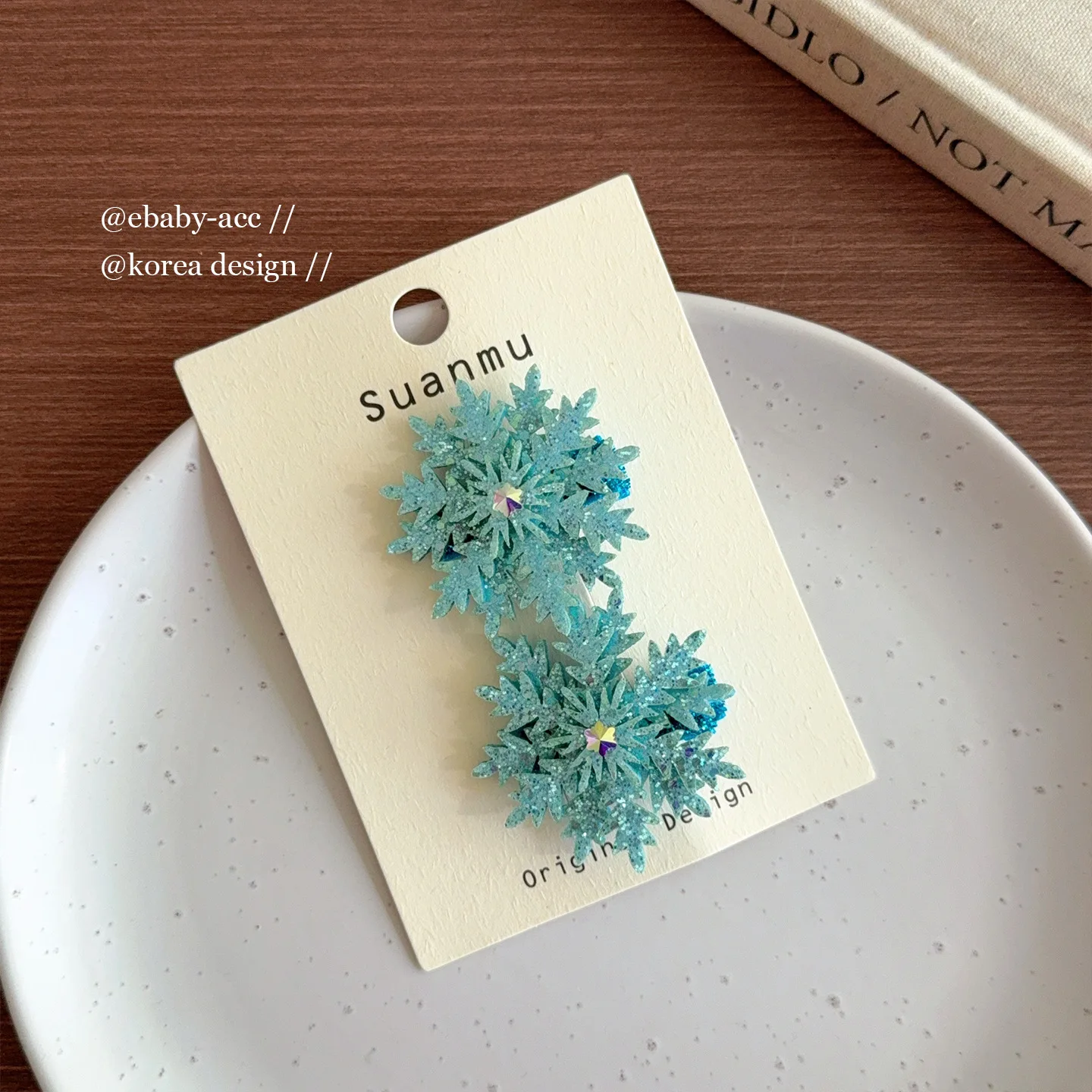 Hair Clips Hair Ties Snowflake Princess Blue Rhinestone Metal Elastic Non Slip Gentle Grip for Girls Kids Party Accessories
