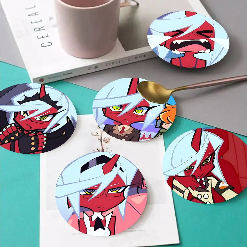 1pc Kneesocks Demon Anime Characters Wooden Coaster Colour Printing Cup Mat Home Desk Decoration Gifts