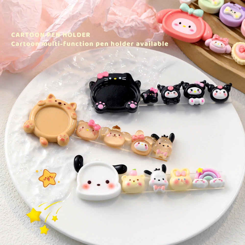 Sanrio Cartoon Multi-Functional Nail Art Penholder Hello Kitty My Melody Kuromi Coloured Drawing Color Palette Showing Shelf