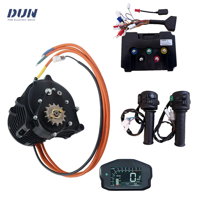 High Power QS138 72v 70H 3000W V3 100kmh BLDC PMSM Mid-Drive Motor with ND72680 Controller and DKD Display T08 Throttle Kits