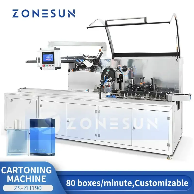 ZONESUN ZS-ZH190 Macchina confezionatrice automatica per scatole orizzontali per profumi e cosmetici