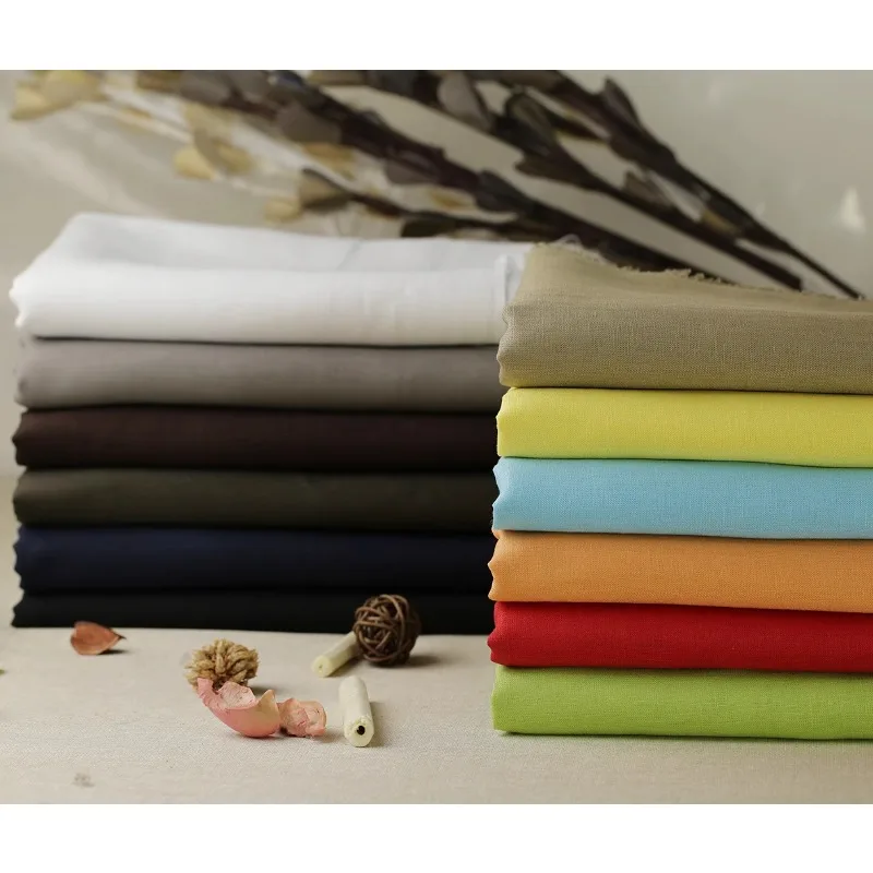 Thin 100% Linen Fabrics Breathable Sweat Absorbing Summer Dress Shirt Sewing Cloth Soft  Comfortable Liquidation Per Meter Green