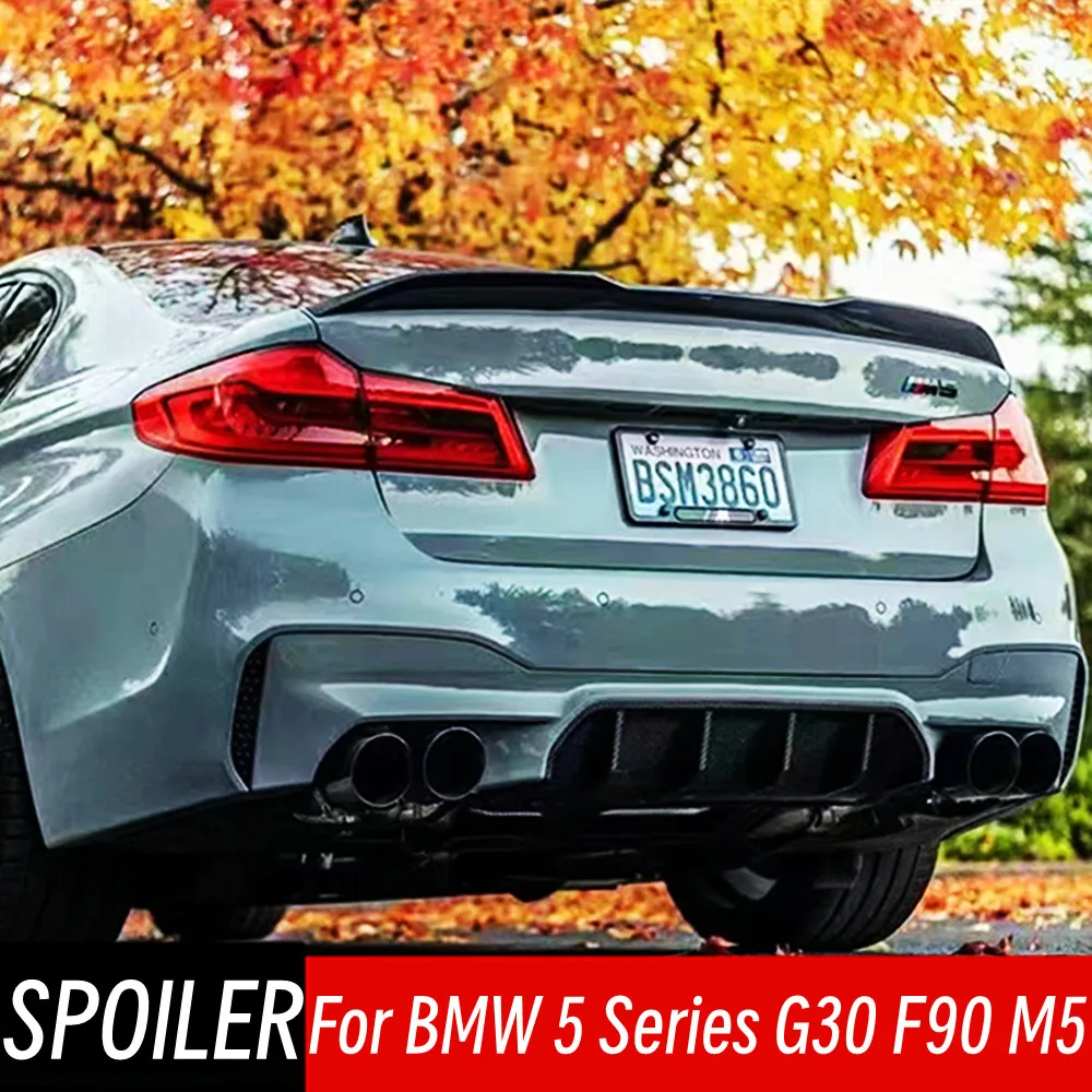 

For 2016-2023 BMW 5 Series F90 G30 M5 520i 530i 540i M550i Carbon Fibe Rear Trunk Lid Boot Ducktail Lip Car Spoiler Wings Part