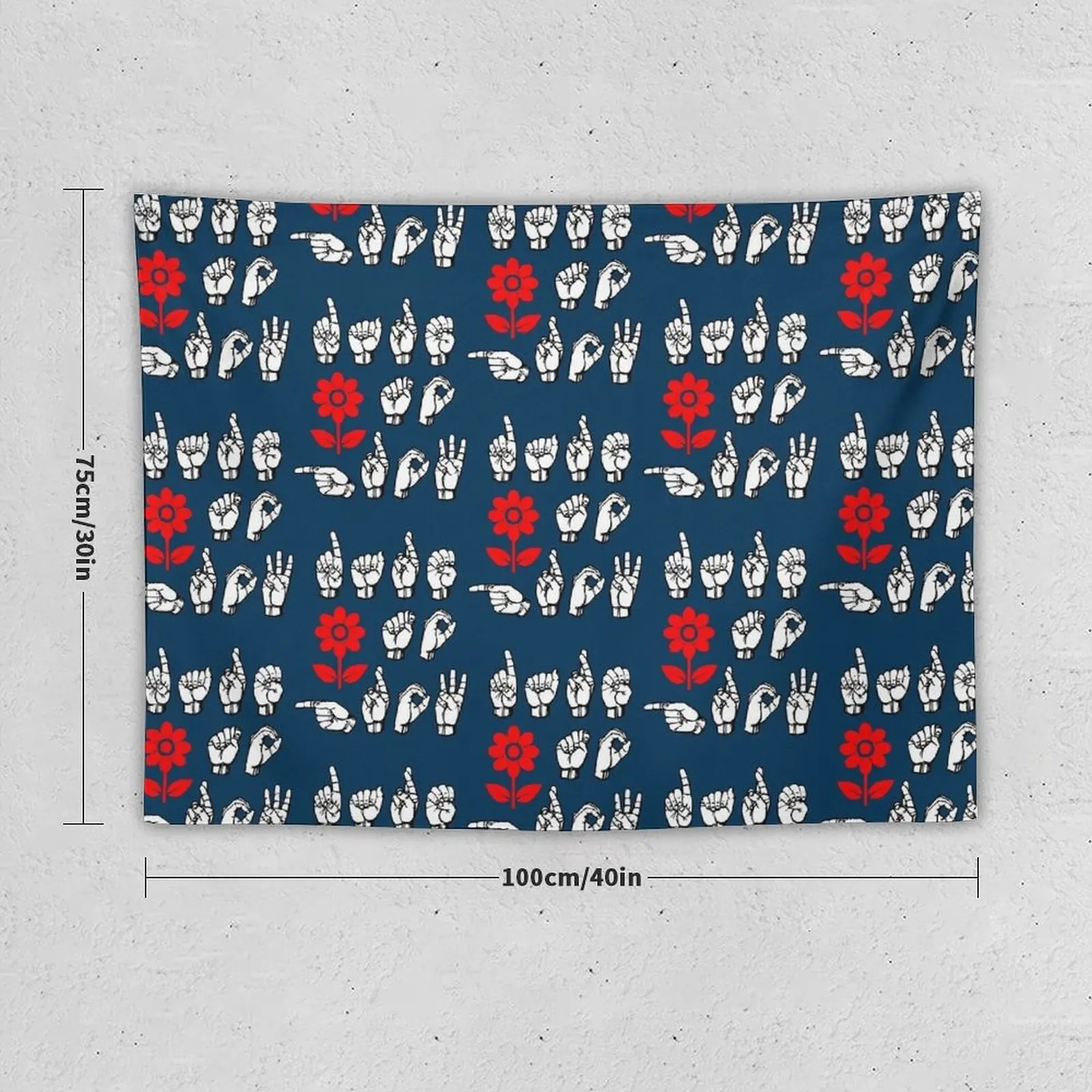 DARE TO GROW in ASL Letters with red flower design Tapestry House Decoration Cute Decor Tapestry