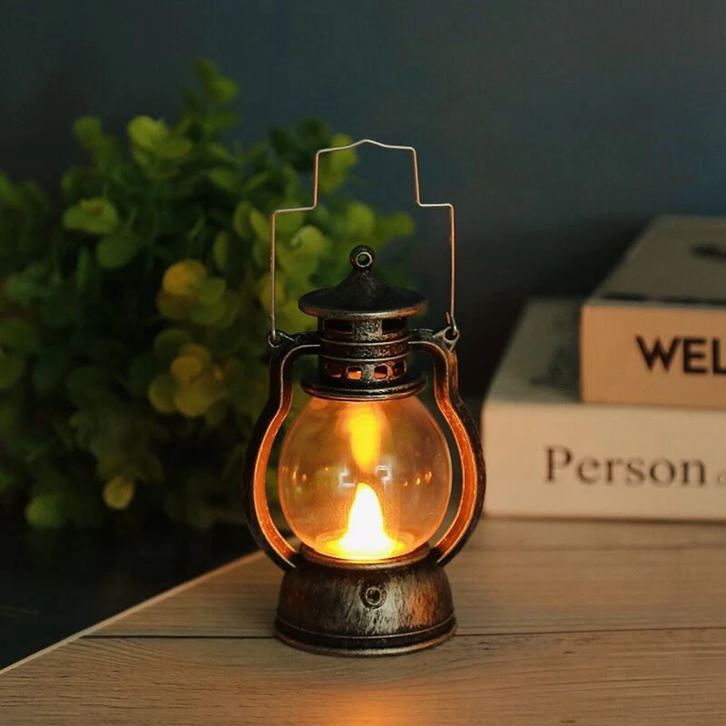 12 Pcs Mini Lantern Decorative Operated Lantern With LED Candle Hanging Candle Lanterns Battery Silver