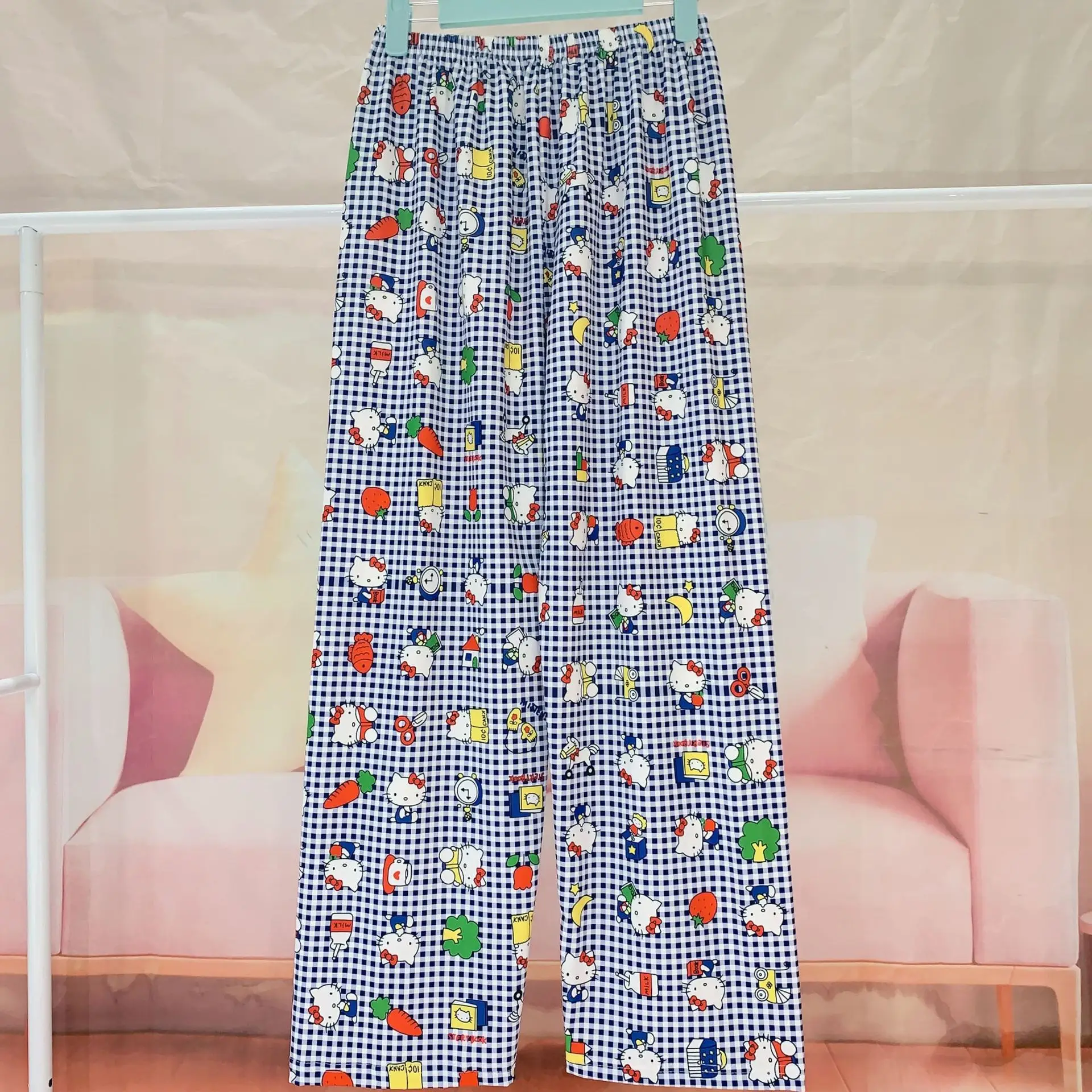 Cartoon Hello Kitty Vrouwelijke Pyjamabroek Nieuwe Anime Lente Zomer Sanrios Losse Leuke Homewear Vrije tijd Comfortabele Pyjamabroek