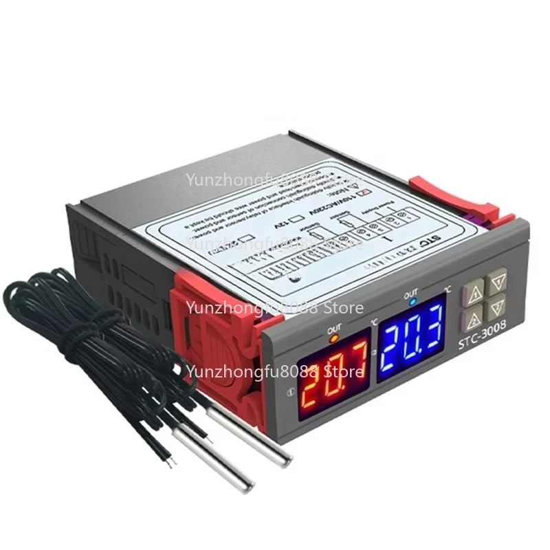 STC-3008 Dual Digital Temperature Controller Incubator Thermostat Dual Display Dual Temperature Adjustable Thermostat