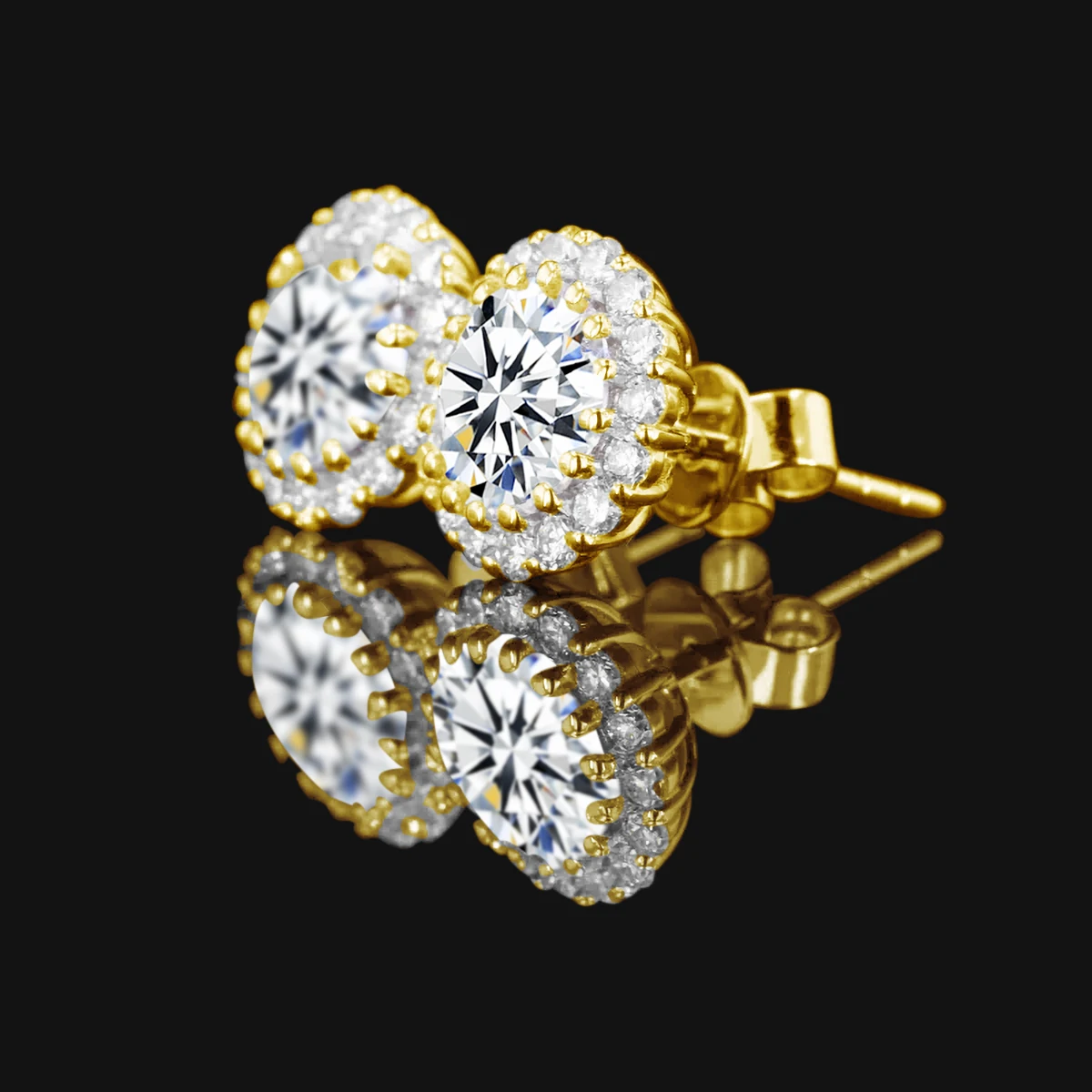 szjinao Luxury 14k Gold Filled Moissanite Stud Earrings for Women D VVS1 7mm Round Cut Diamond Studs Wedding Anniversary Jewelry