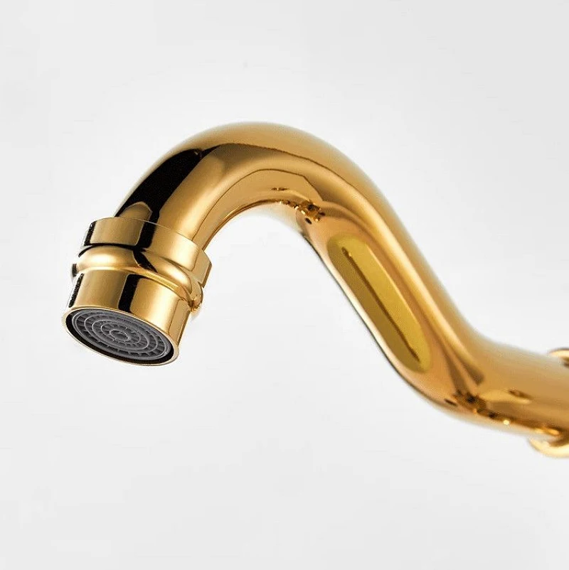Luxury Gold Brass Bathroom Faucet Rotating Spout Basin Sink Cold Hot Mixer Tap High Arc Universal Splash Lavatory Vessel Faucet
