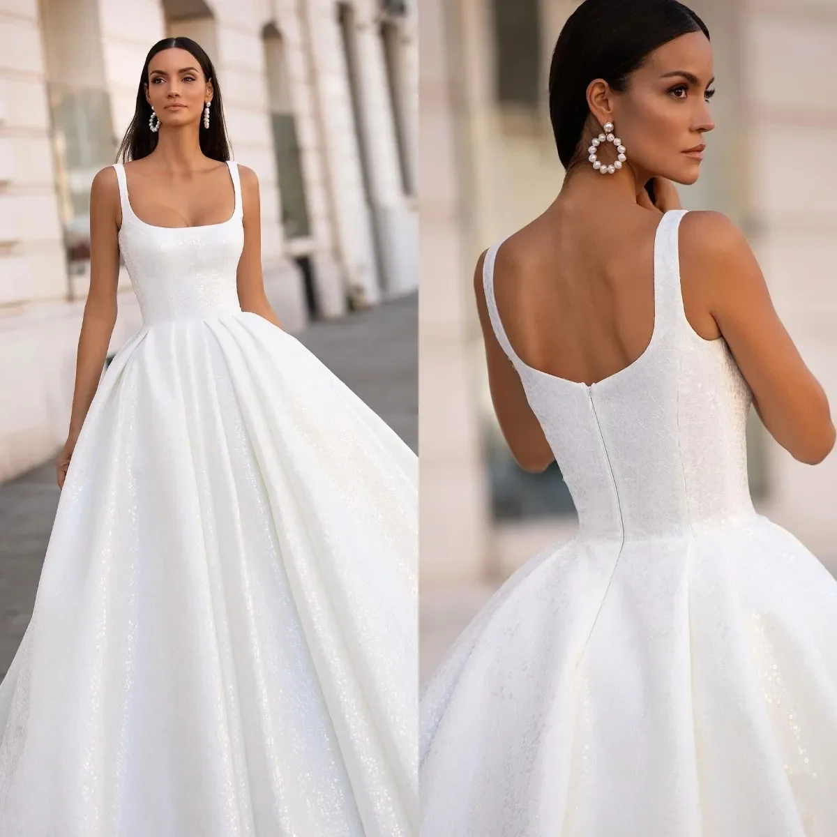 Milla nova uma linha vestidos de casamento para noiva espaguete floral cetim vestido de casamento com zíper voltar designer vestidos de noiva varredura trem