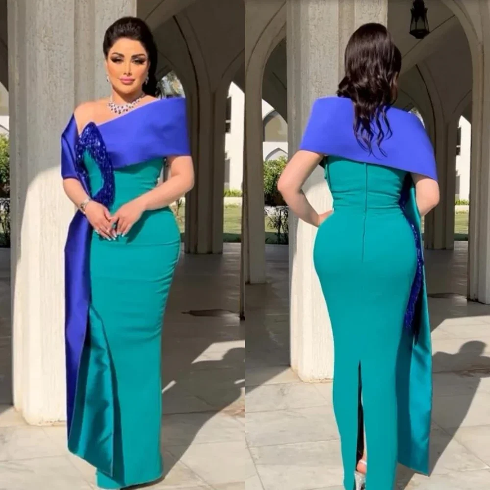 

Evening Saudi Arabia Jersey Feather Cocktail Party A-line Off-the-shoulder Bespoke Occasion Gown Long Dresses Exquisite