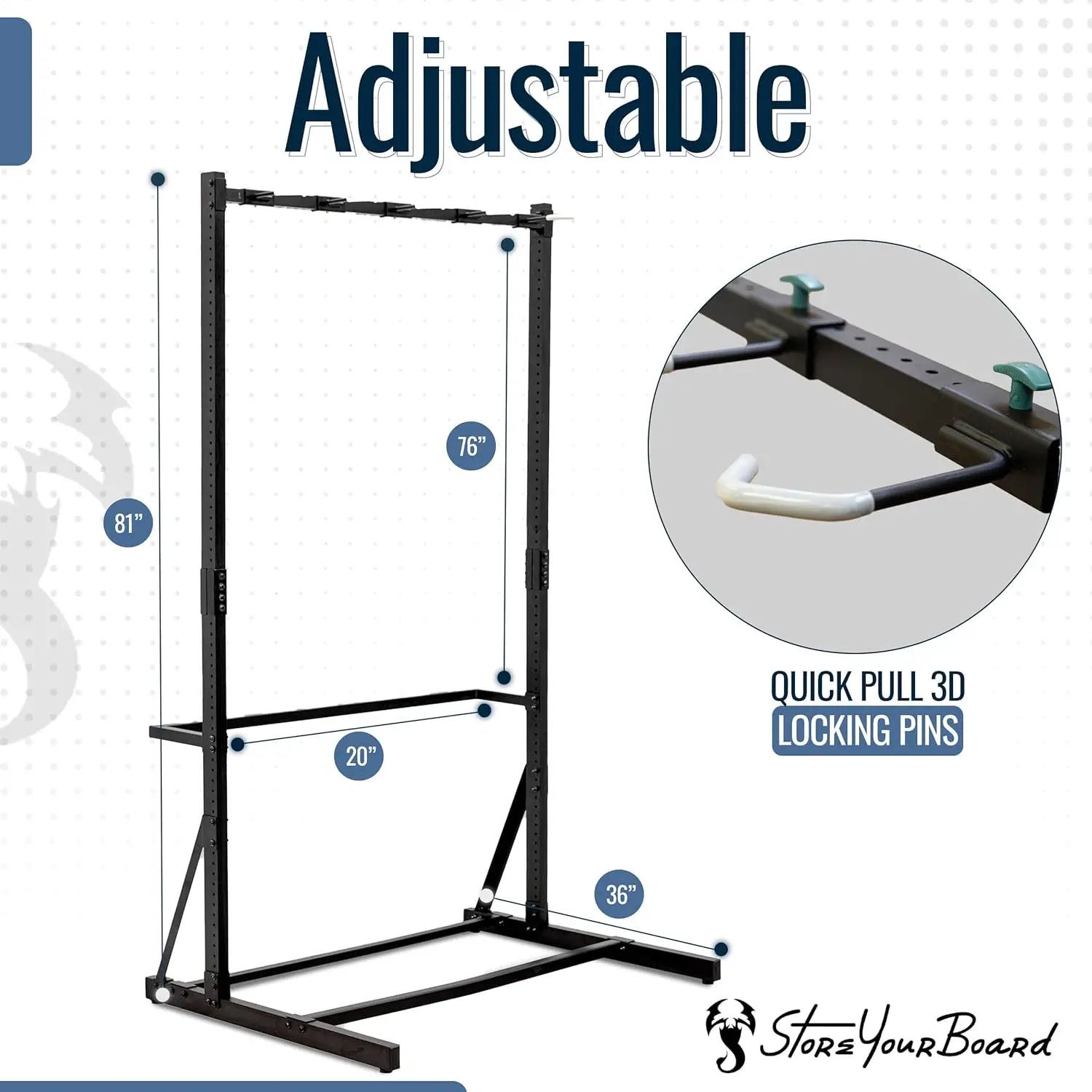 Portaoggetti indipendente per 5 biciclette, bici G originale, supporto da pavimento per garage interno, organizer per biciclette