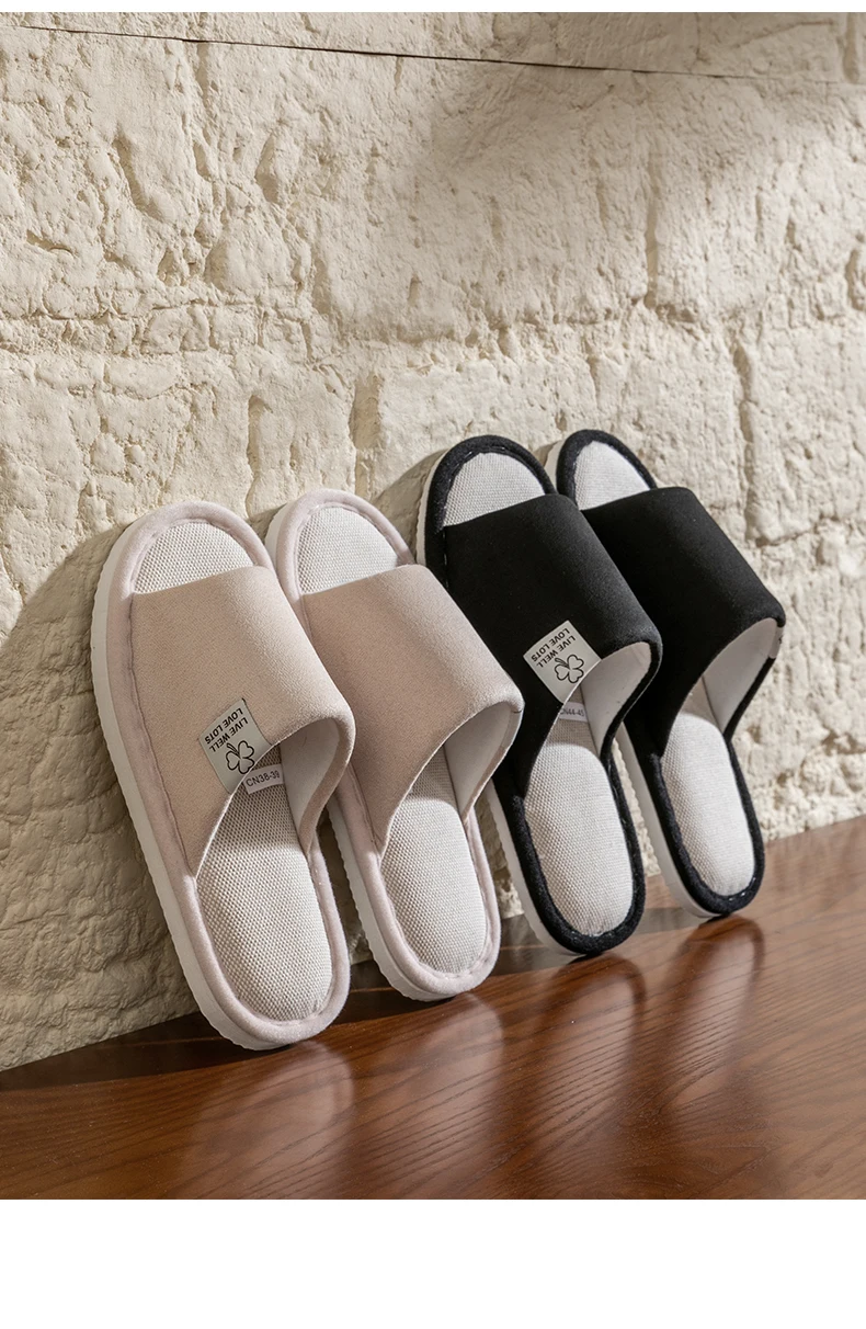 Men's Spring Summer Breathable Slippers Non-Slip Indoor House Shoes,Couples Soft Sole Open-Toe Slippers for All Seasons Home Use