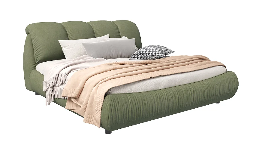 Modern Queen Deluxe Padded Adjustable Platform Bed with Extra Large Tufted Padded Back and Solid Wood Frame