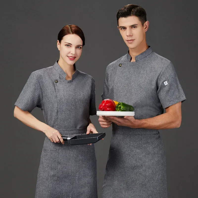 Uniforme da cuoco estiva Giacca da servizio alimentare traspirante Ristorante Hotel Pasticceria Abbigliamento da cuoco Abbigliamento da lavoro Uniformi da catering Cappotto da cuoco