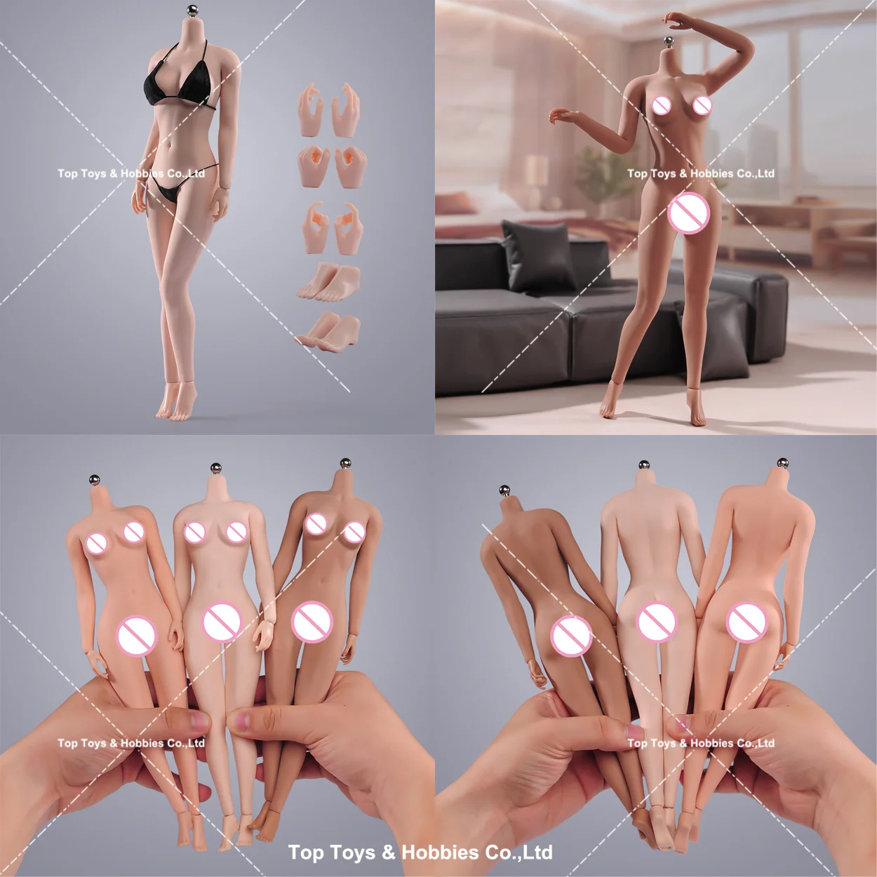 

AB001 1/6 Female Big Breast Seamless Body Steel Skeleton Flexible 12'' Soldier Action Figure Body with Removable Feet