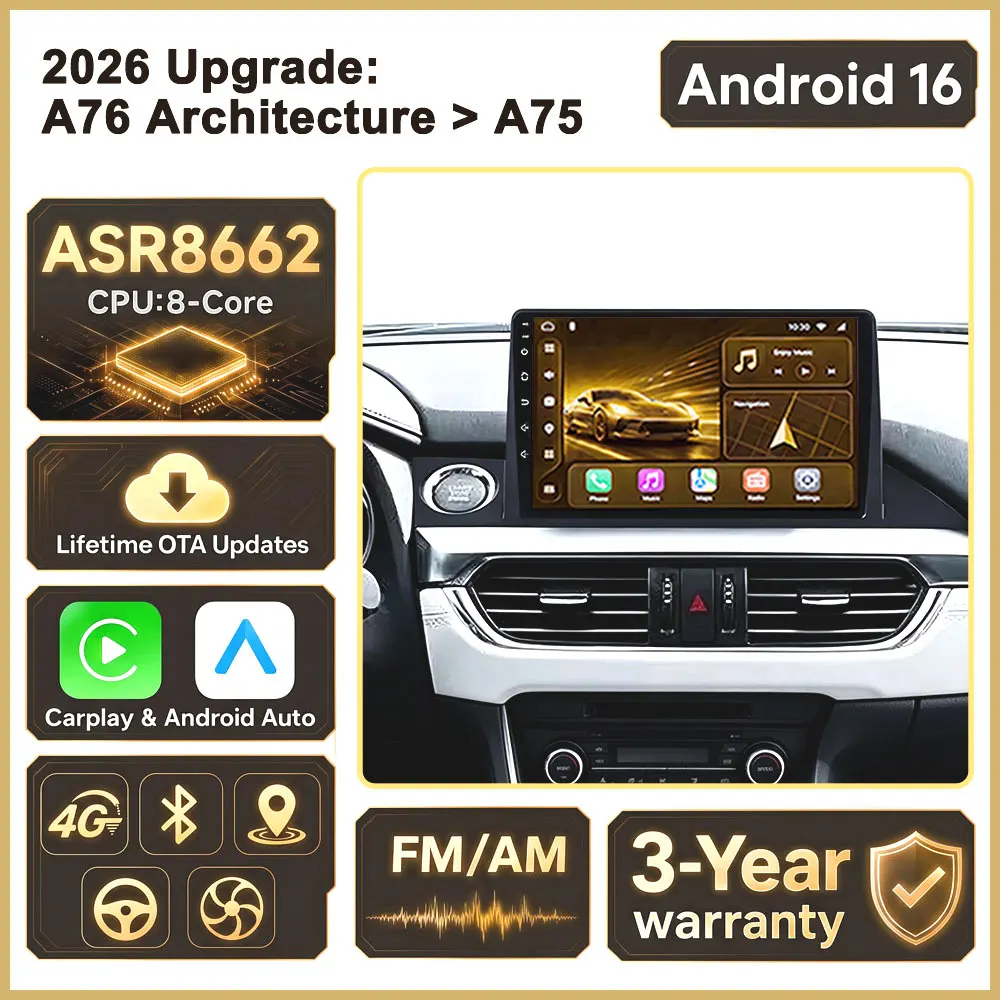 Cortex-A76 Octa-Core Android 16 For Mazda 6 Atenza 3 2015 - 2019 Multimedia Player Car Radio GPS Touch Screen CPU HDR Wifi DVD