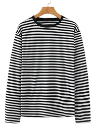 Men's Casual Striped Crew Neck T-shirt - Comfort Stretch, Easy Care, Classic Style for Spring/Fall