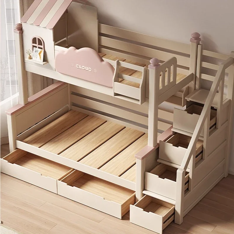 *Bunk Bed Up Down Ladder Cama Montessoriana Infantil Furniture Drawers Storage Bunk Beds Nordic Pretty Unique King Size Frame