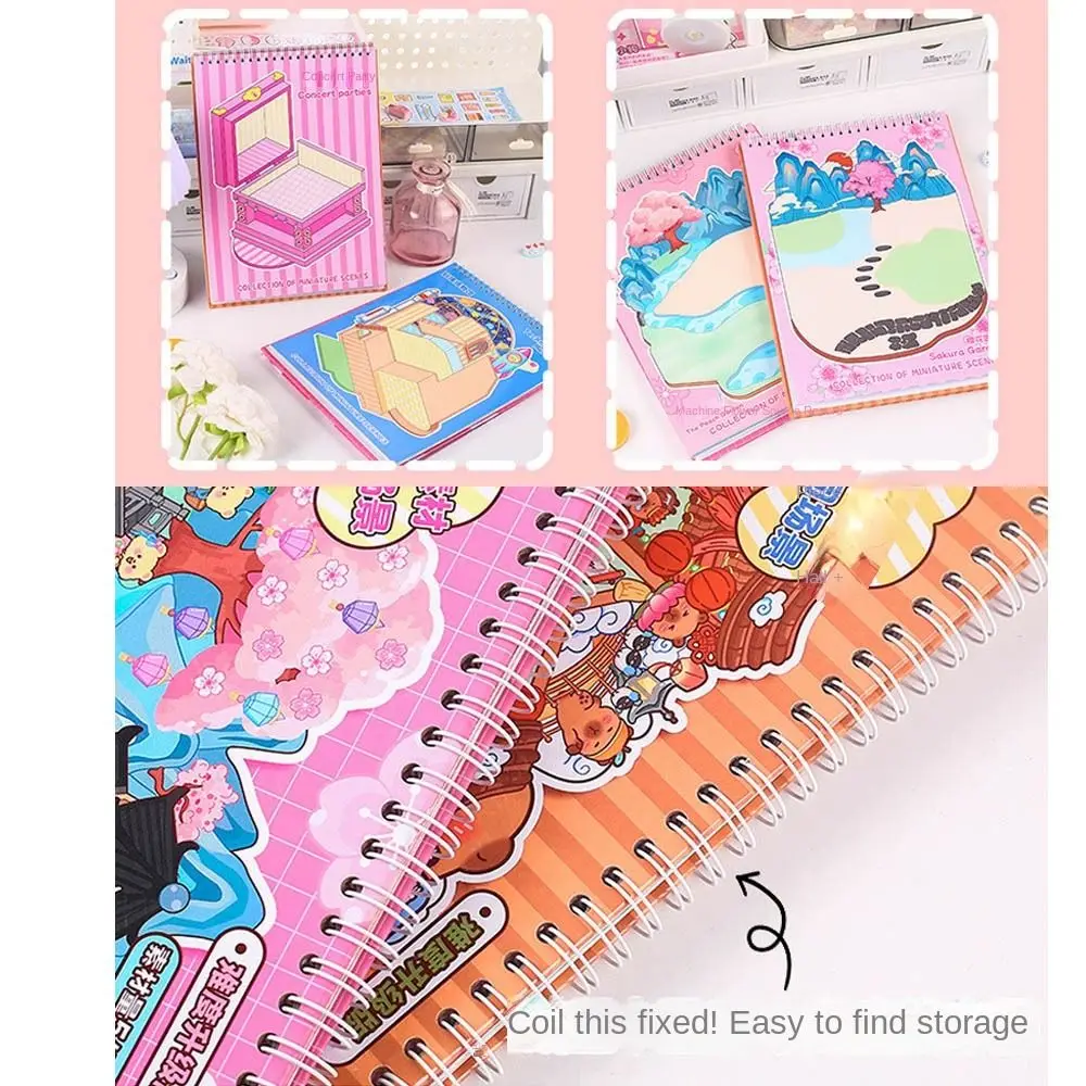 New PET Miniature Scene Collection Cartoon Visual Stacking Landscape Sticker Book DIY 3D Tent Sticker Decoration Kids