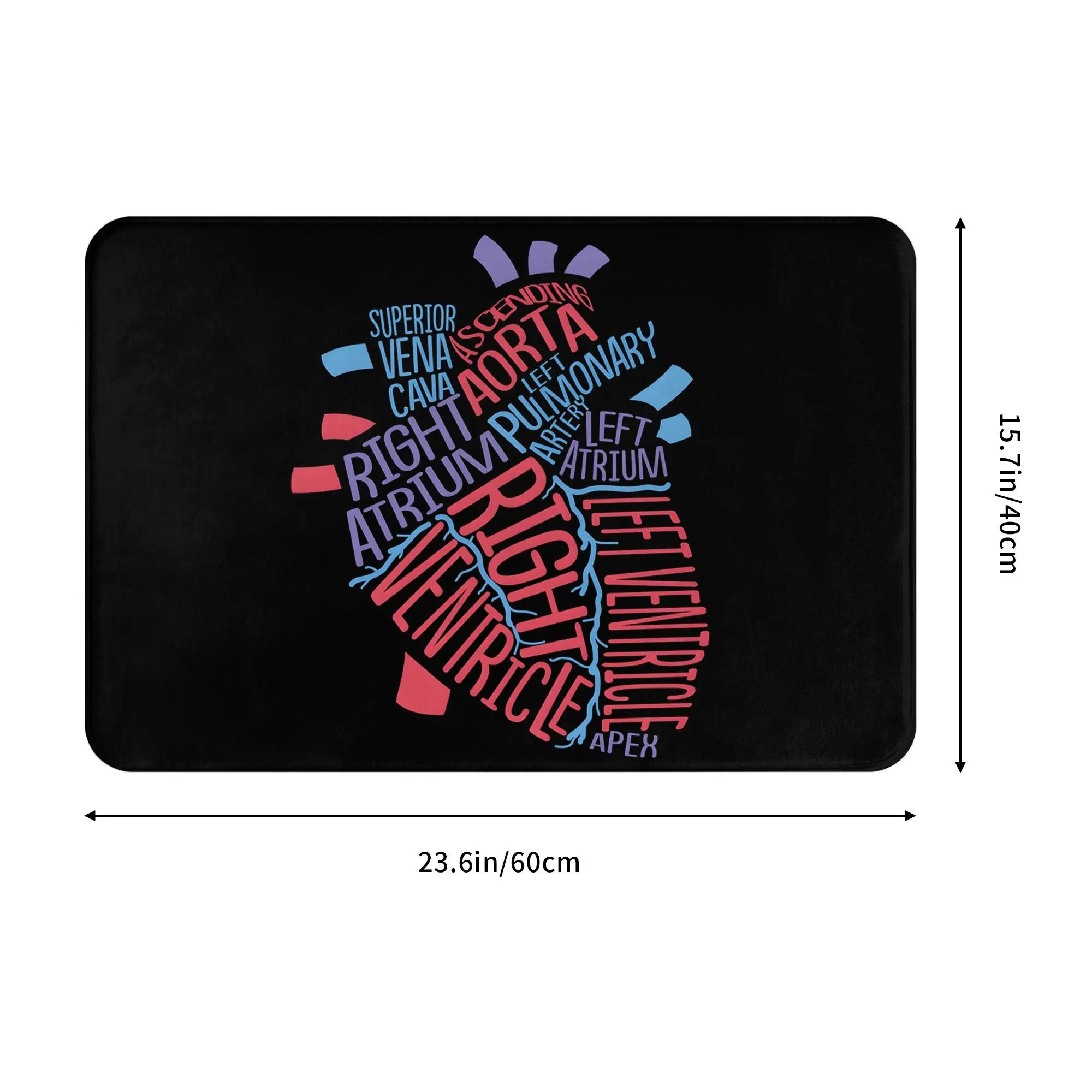 Anatomical Hu He Cardiology Medical Cardiac Nurse Non-slip Doormat Floor Mat Rug for Kitchen Entrance Home Balcony Footpad Mats