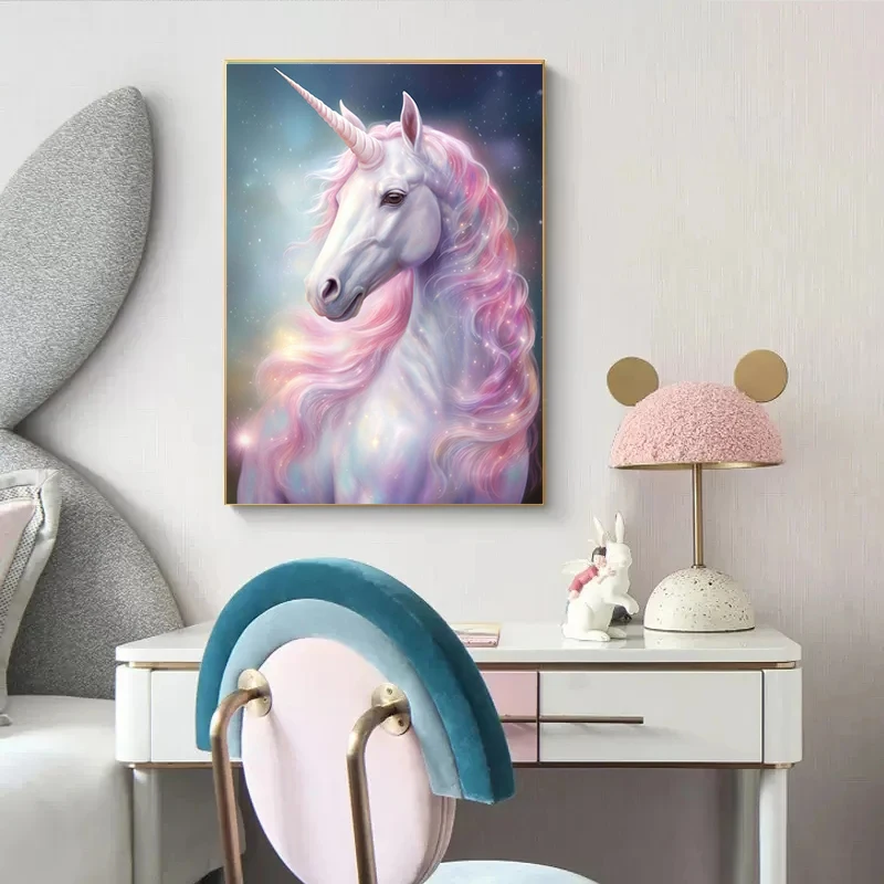 Cartoon Magic Unicorn Dreams Rainbow Nordic Poster Wall Art Canvas Painting Wall Pictures For Living Room Home Decor Unframed