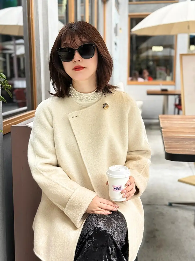 

Женское шерстяное пальто больших размеров, весеннее первоначальное девять больших размеров, осень 2023, двустороннее шерстяное пальто nt Aosphere, цвета футболки