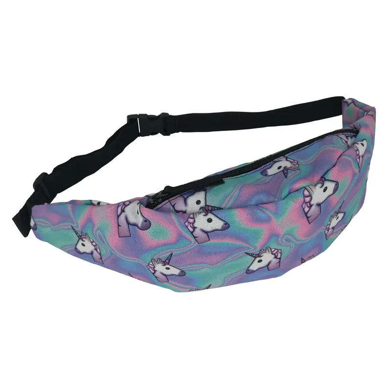 New Digital Printing Unicorn Cartoon Ladies Outdoor Waist Bag Running Travel Portable Ladies Bag Mobile Phone Bag Fanny Pack