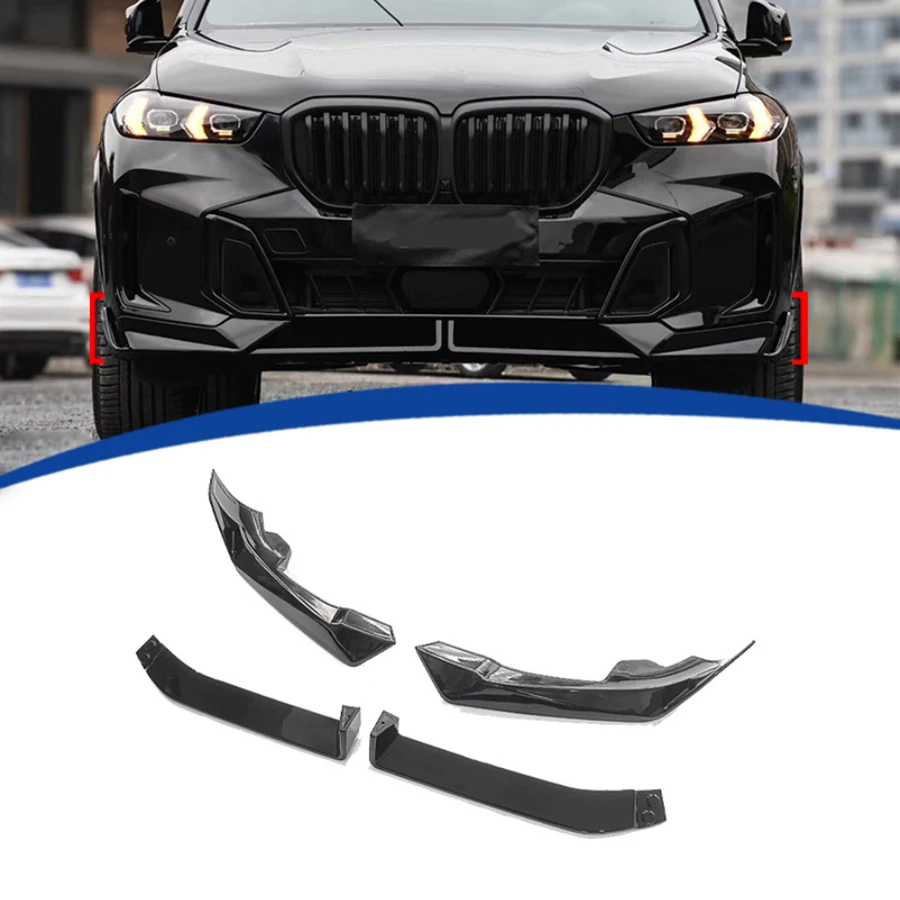For BMW X5 G05 2023-2025 Bright Black Car Front Bumper Lip glossy black Front lip Diffuser Front Chin Spoiler Body Kit