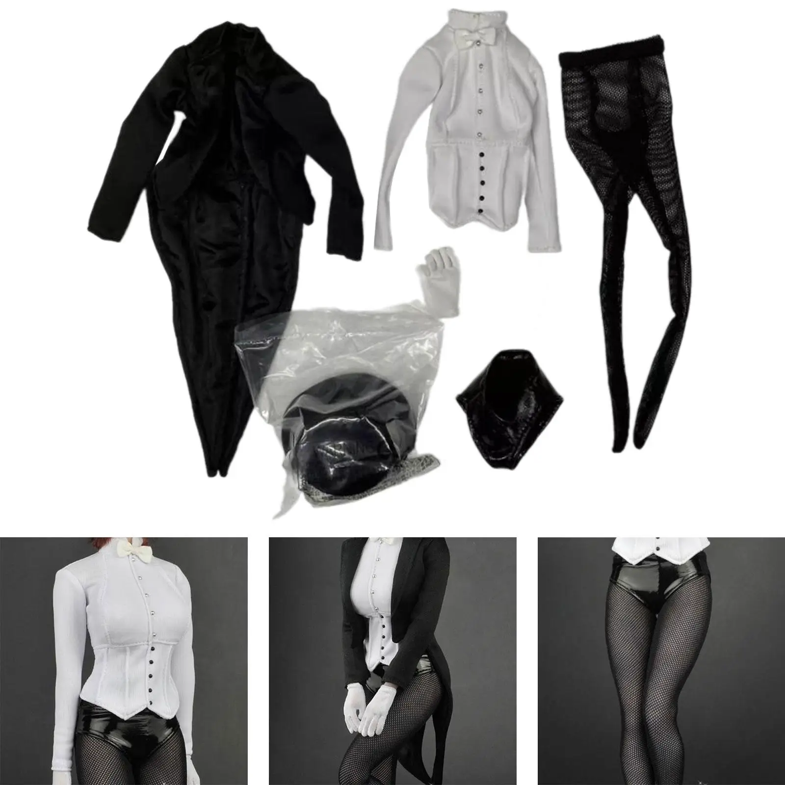 

1/6 Action Figures Tuxedo Set Body Dolls Clothes Model Accessories Outfit Costume Shirt Shorts for 12" Female Action Figure