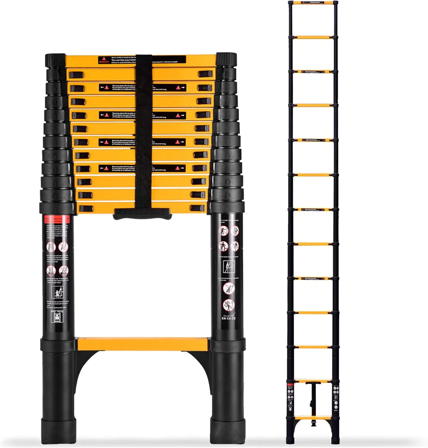 16.5FT  Portable Extension Folding Ladder, Multi-Purpose Compact Telescopic Ladder for Household or Outdoor Work, 330lbs Max Cap