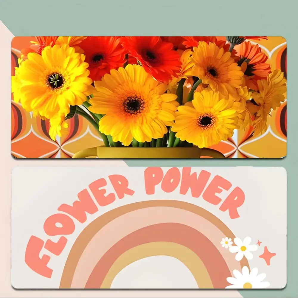 Bohemian Boho Girl Power Vase Flowers Mouse Pad Thick Stitched Edge Gaming Mousepad Large Non-Slip Desk Mat