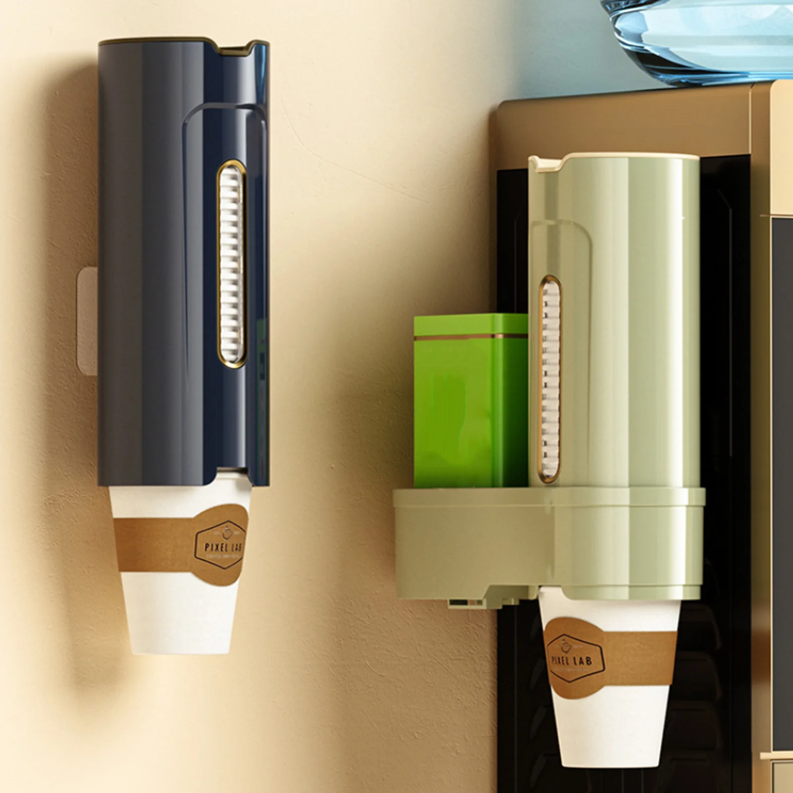 

Wall Mounted Cup Dispenser Storage Rack Organizer Easy Install No Punching Coolers Coffee Makers Cupboards Flat Surfaces