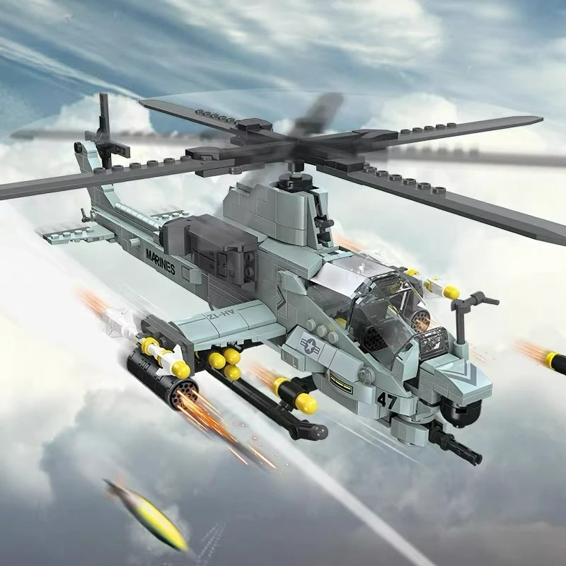 

MOC Military Combat Aircraft Viper Helicopter Modle Building Blocks Kit Desktop Ornament Brick Puzzle DIY Toy Kid Birthday Gift