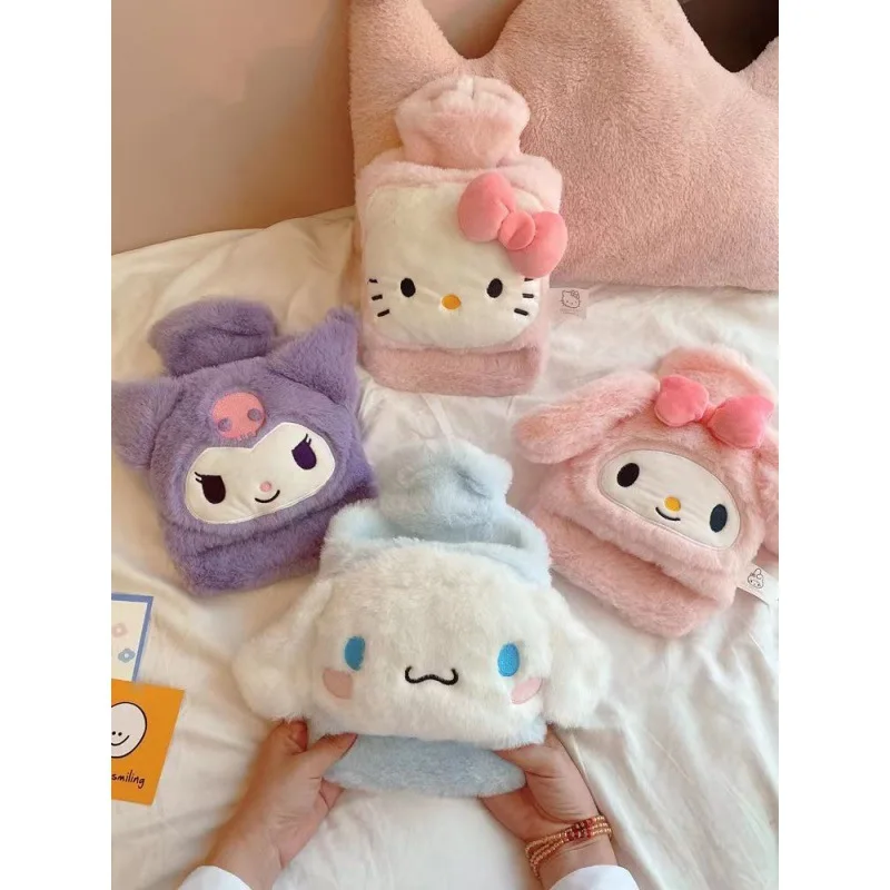 500ml/1000ml Sanrio Hello Kitty Plush Hot Water Bag Cute Cartoon Melody Hot Compress Water Bag For Female Students In Winter