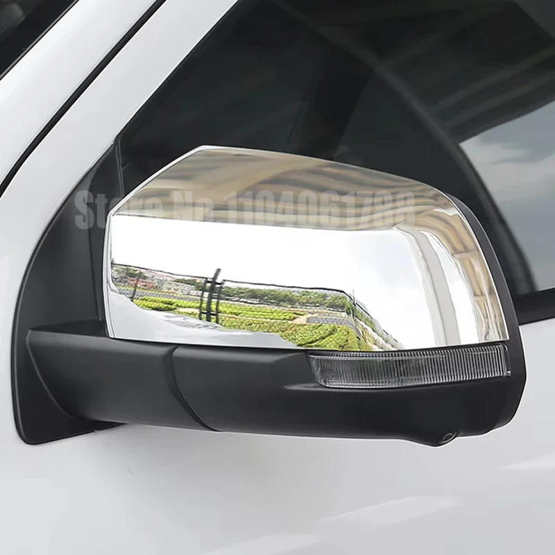 2PCS Fit for Ford Ranger Everest 2024 2025 2026 Side Mirror Cover Wing Rearview Accessories Carbon Pattern Glossy Black Modified view 4